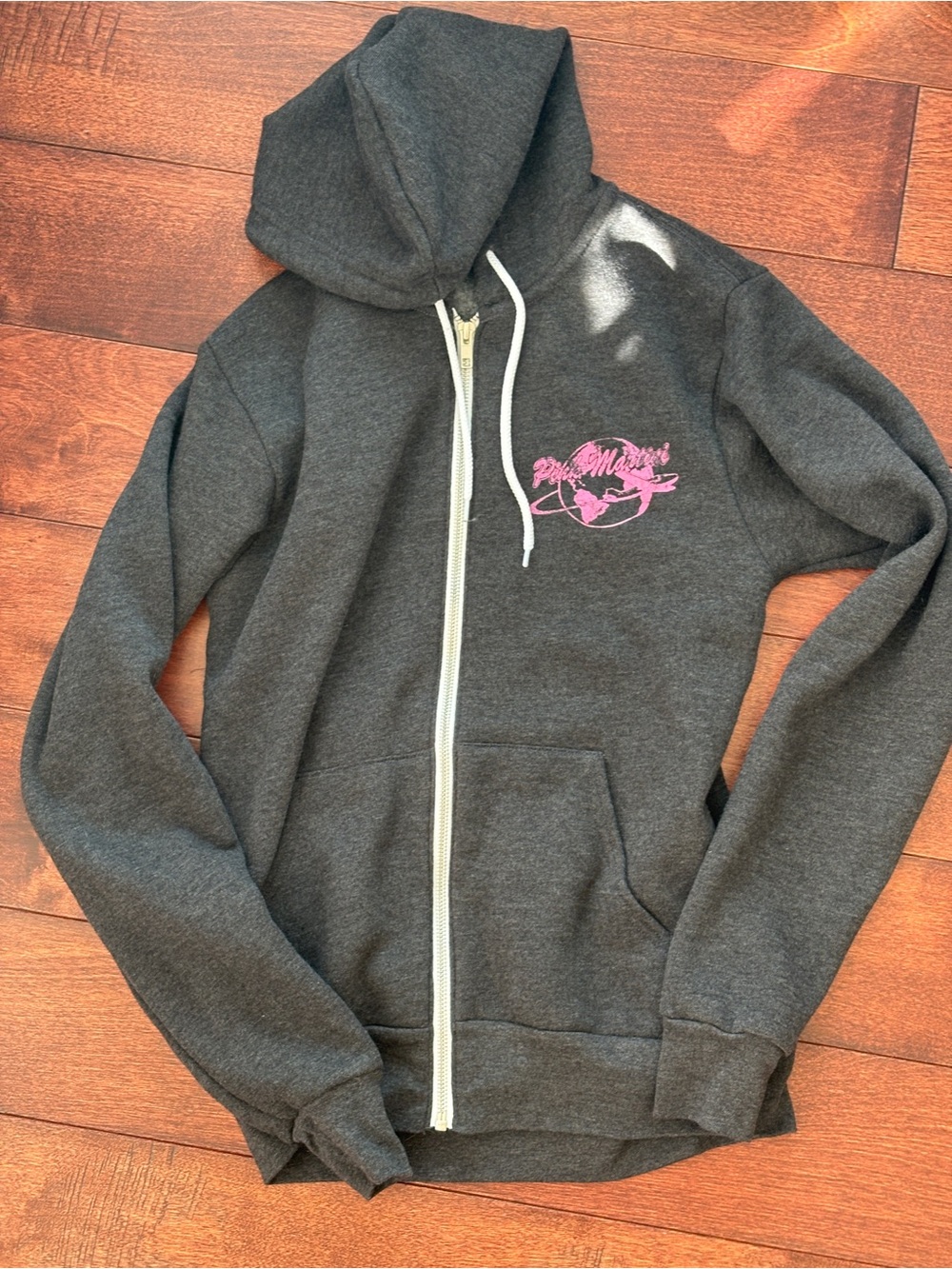 Pink Martini Band Merch “Je ne veux pas travailler” Gray Zip Hoodie with Logo